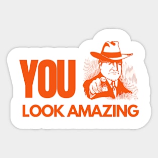 YOU Look Amazing Red Text Pointing Man Confidence Boost Sticker